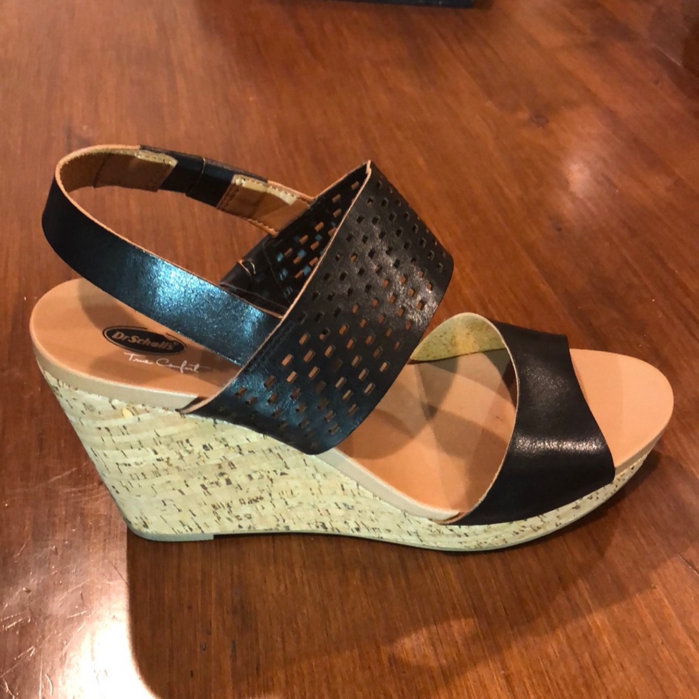 Black Dr. Scholl’s True Comfort Cork Wedges